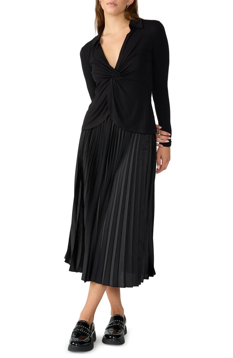 Sanctuary Everyday Pleated Satin Midi Skirt, Alternate, color, 