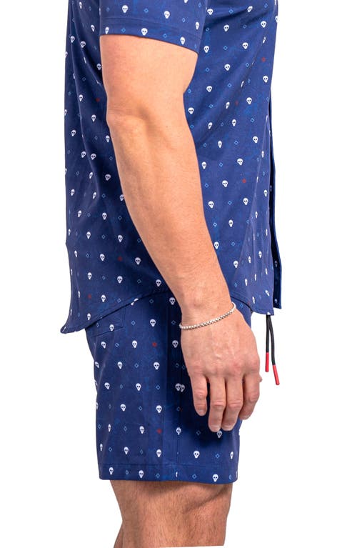 Maceoo Lionskull Blue Swim Trunks In Blue