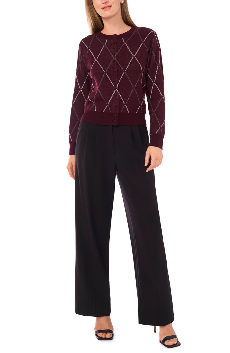 Ted Baker Argyle Cardigan, Alternate, color, Chocolate Burgundy
