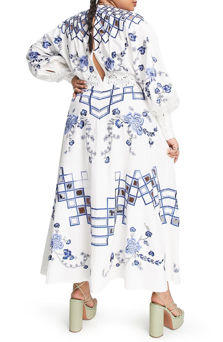 ASOS DESIGN Curve Floral Long Sleeve Midi Dress, Alternate, color,