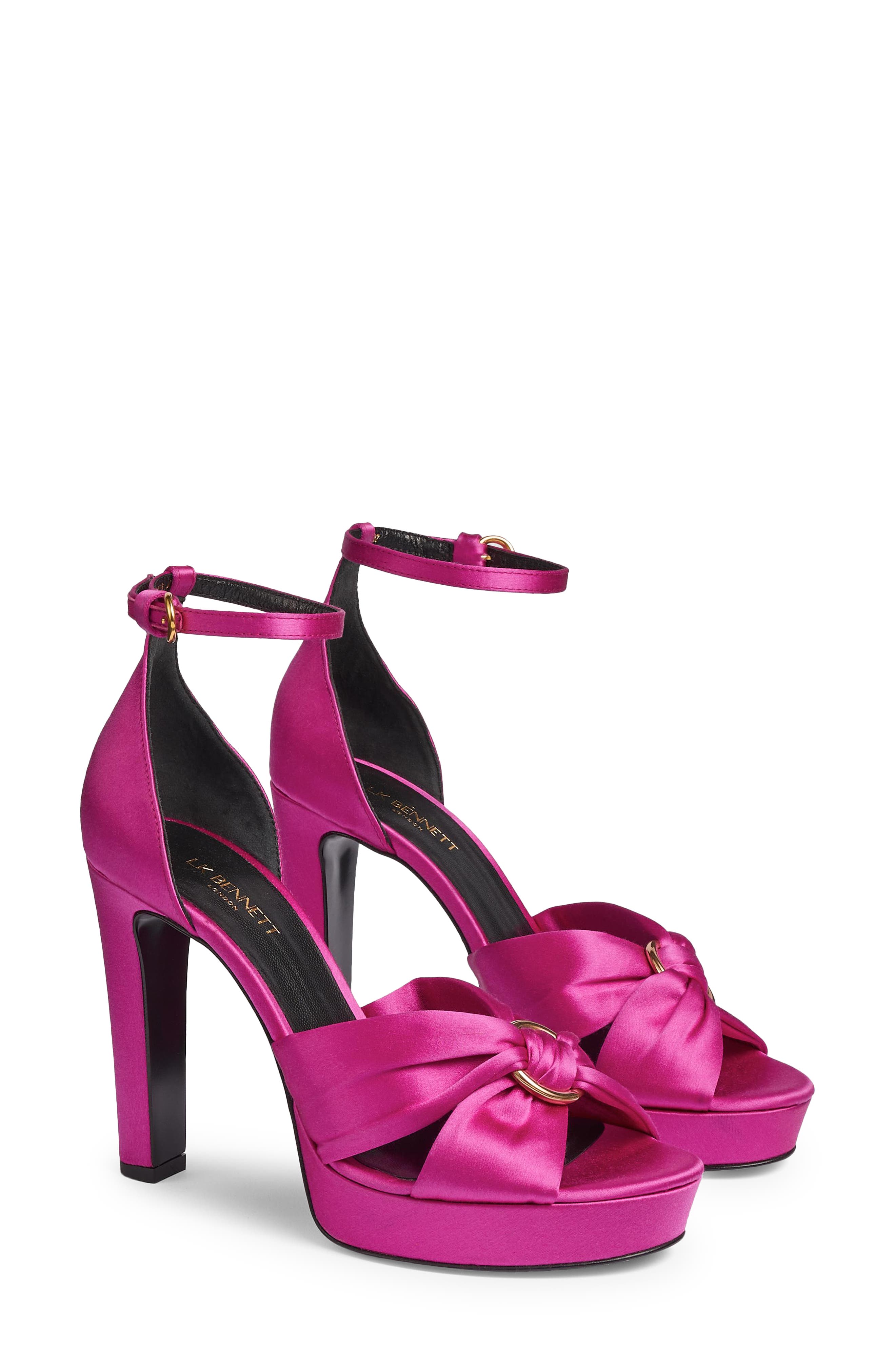 LK Bennett Aysha Satin Ankle Strap Sandal, Main, color, 