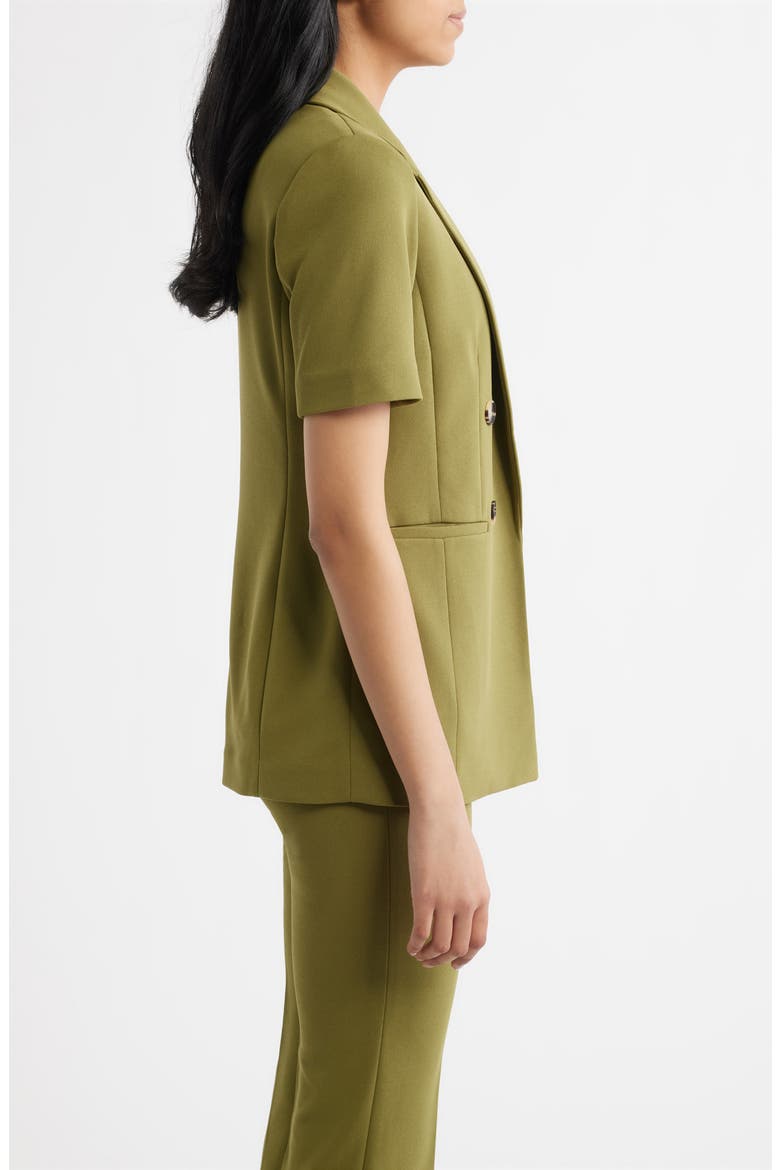 Short Sleeve Double Breasted Jacket, Alternate, color, BAY LEAF