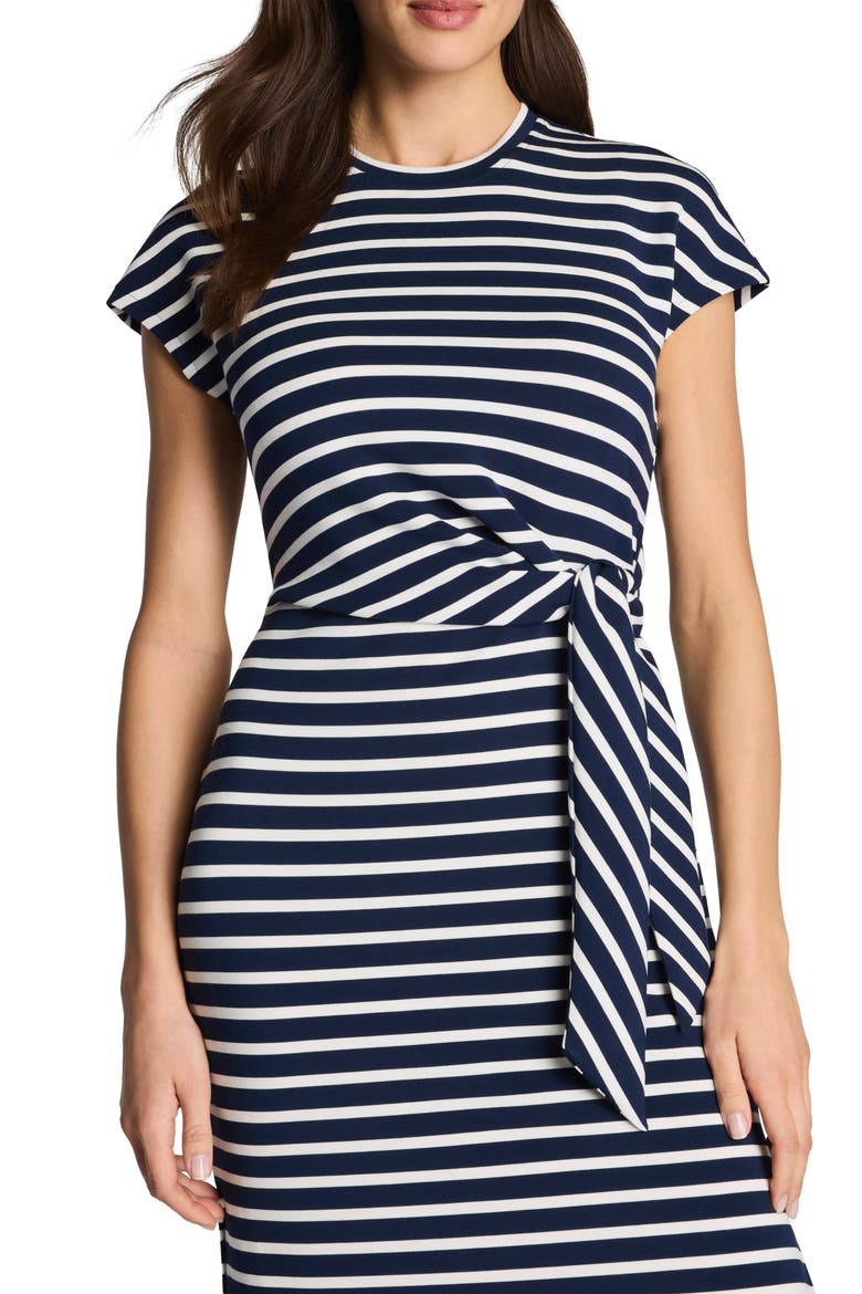Stripe Tie Waist Maxi Dress, Alternate, color, YACHT / NAVY