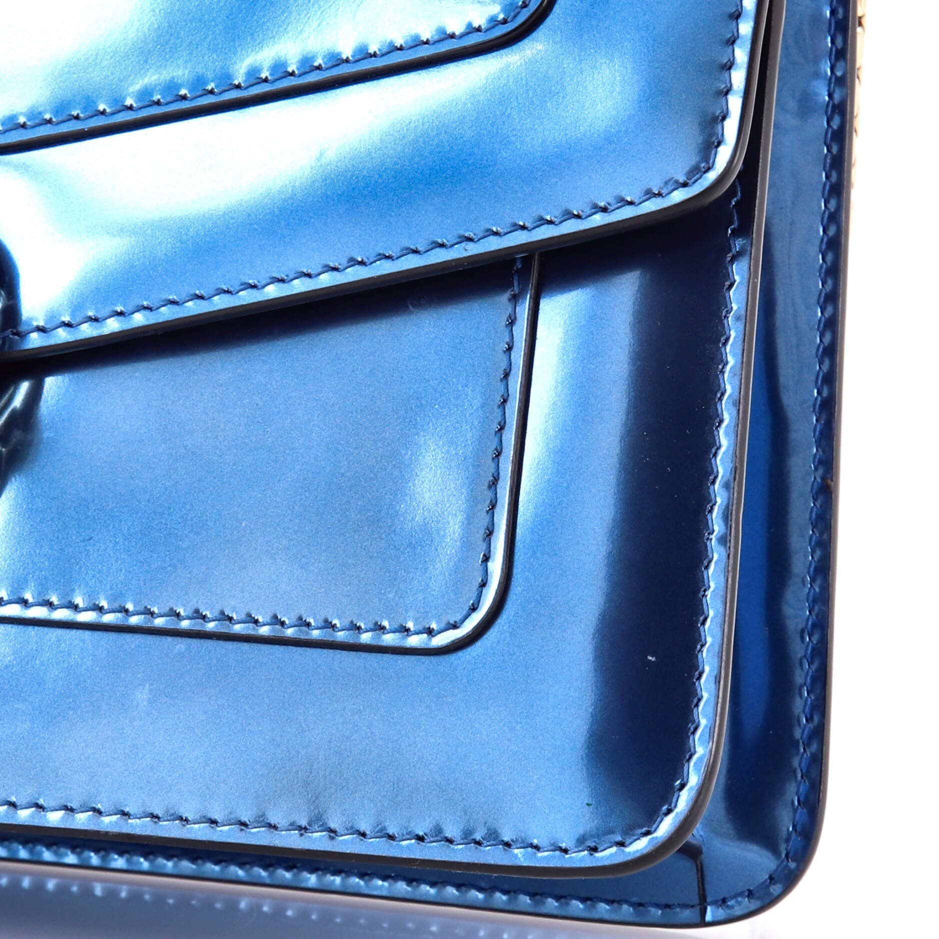 Serpenti Forever Shoulder Bag Metallic Leather Small, Alternate, color, Blue