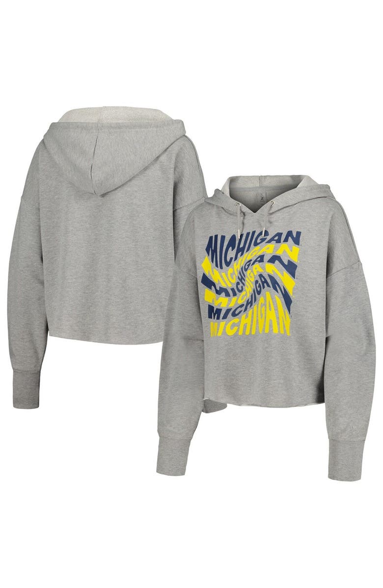 ZOOZATZ Women's ZooZatz Gray Michigan Wolverines Swirl Cropped Pullover Hoodie, Main, color, Gray