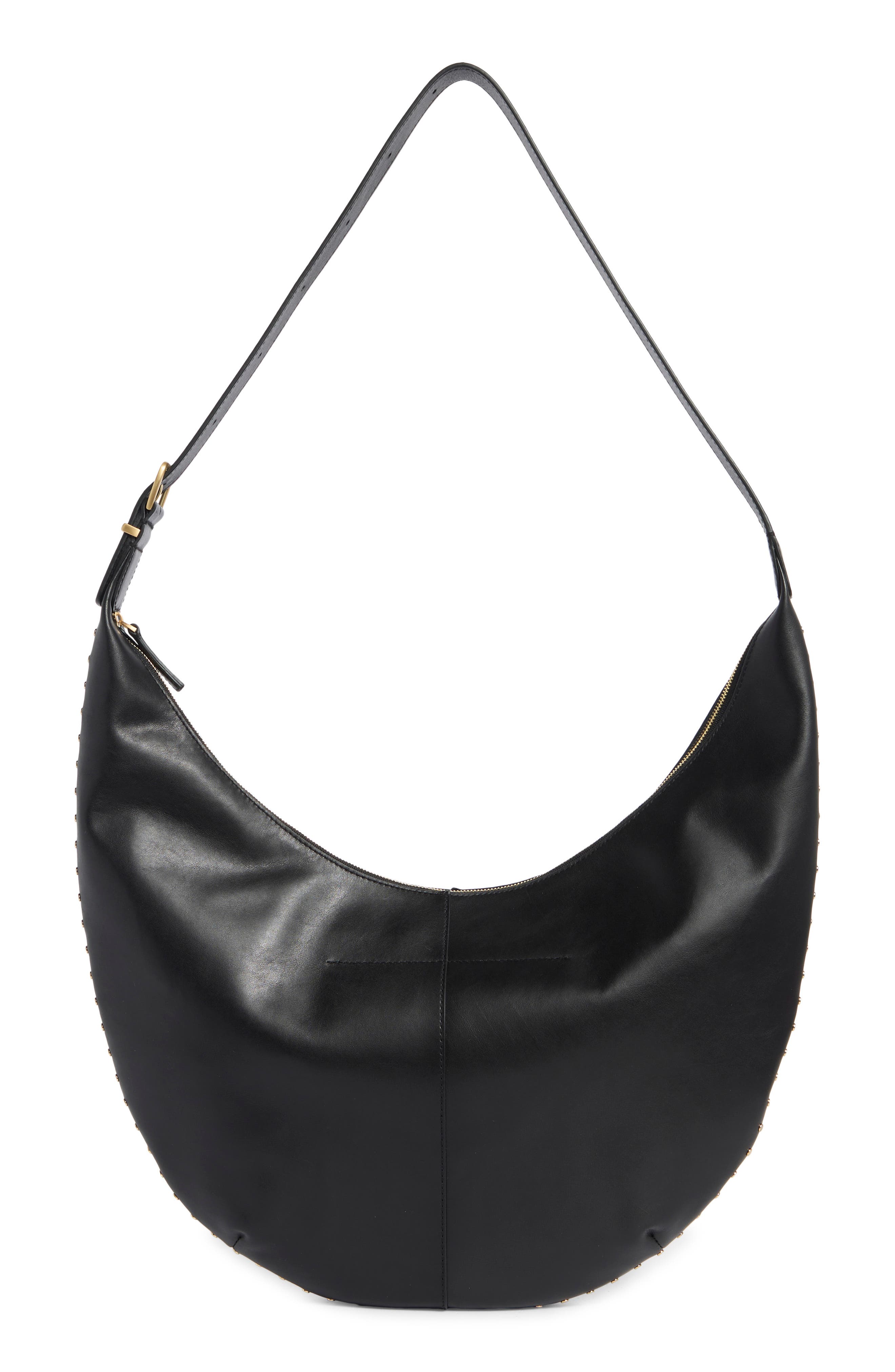 Madewell Essentials Curve Leather Shoulder Bag, Main, color, True Black
