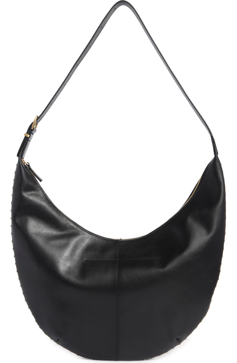 Madewell Essentials Curve Leather Shoulder Bag, Main, color, True Black
