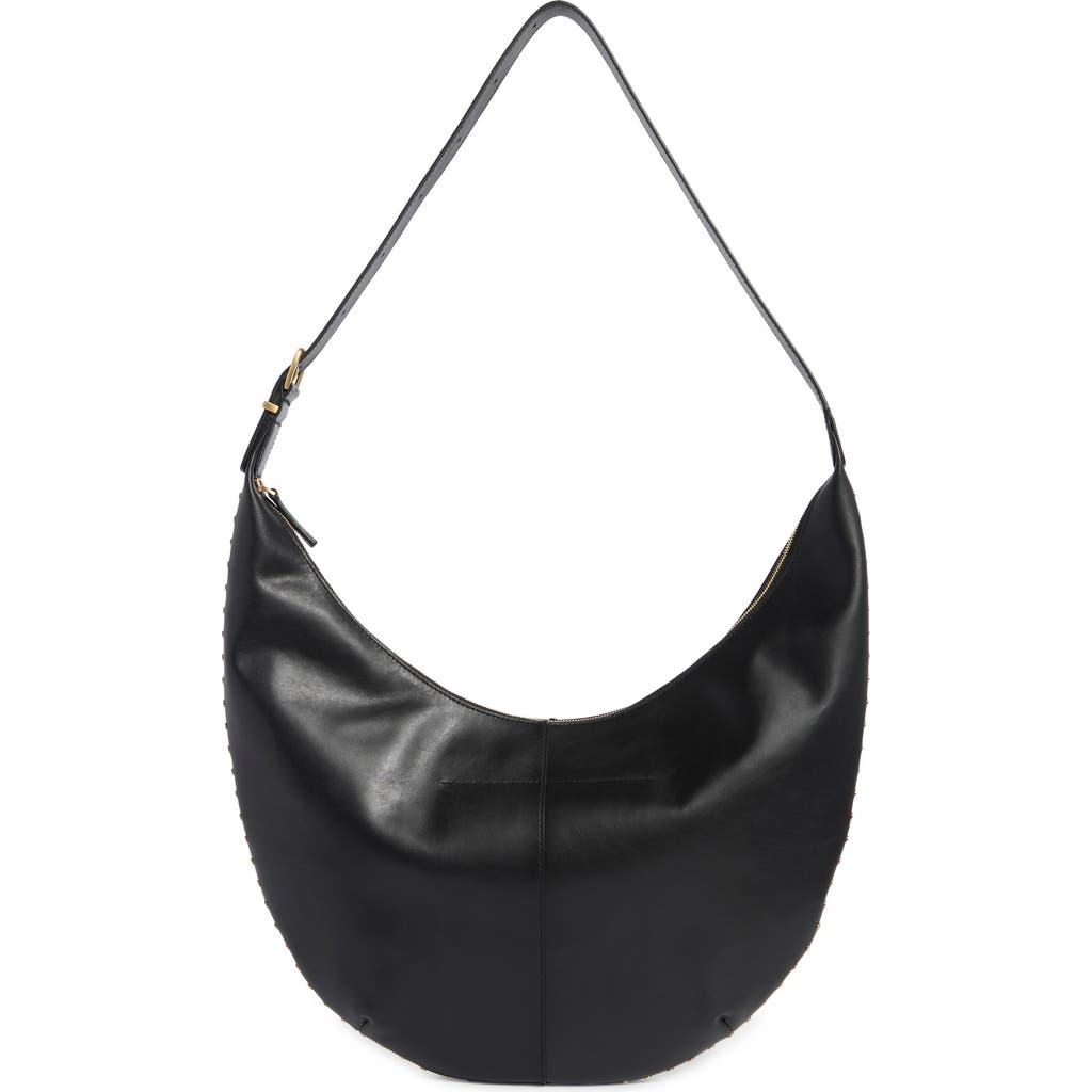 Madewell Essentials Curve Leather Shoulder Bag In Black