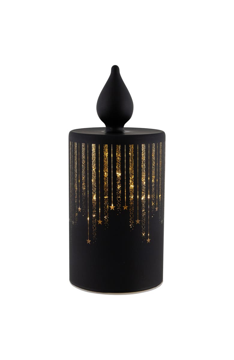 Northlight LED Lighted Glass Candle with Stars Christmas Decoration - 8" - Small, Main, color, Black