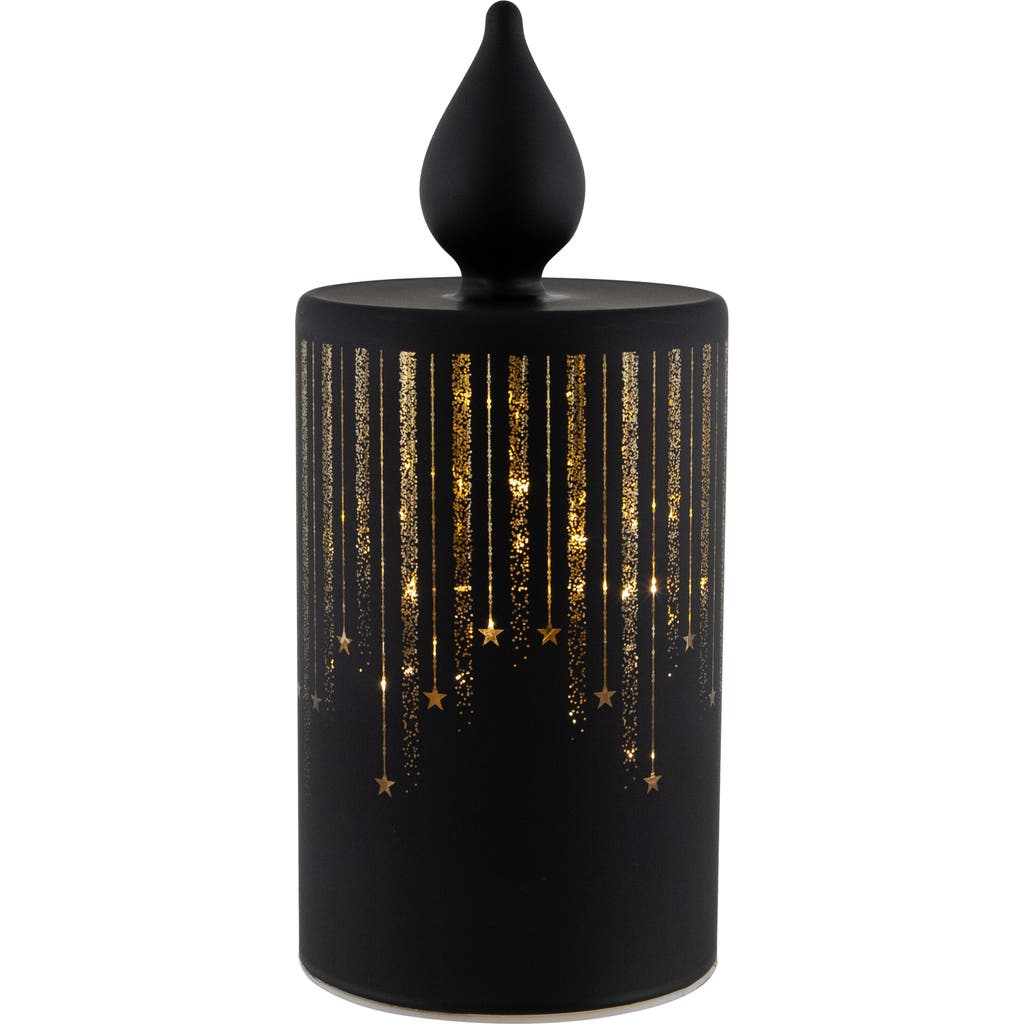 Northlight Led Lighted Glass Candle With Stars Christmas Decoration In Black