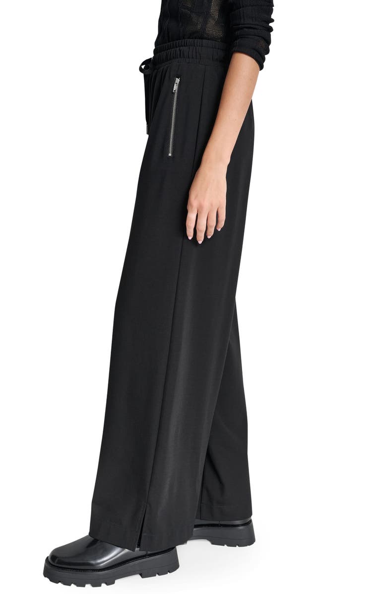 DKNY Bank St Wide Leg Pull-On Pants, Alternate, color, Black