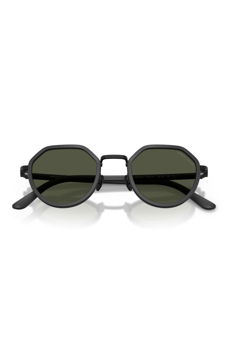 48mm Round Sunglasses, Alternate, color, MATTE BLACK / GREEN