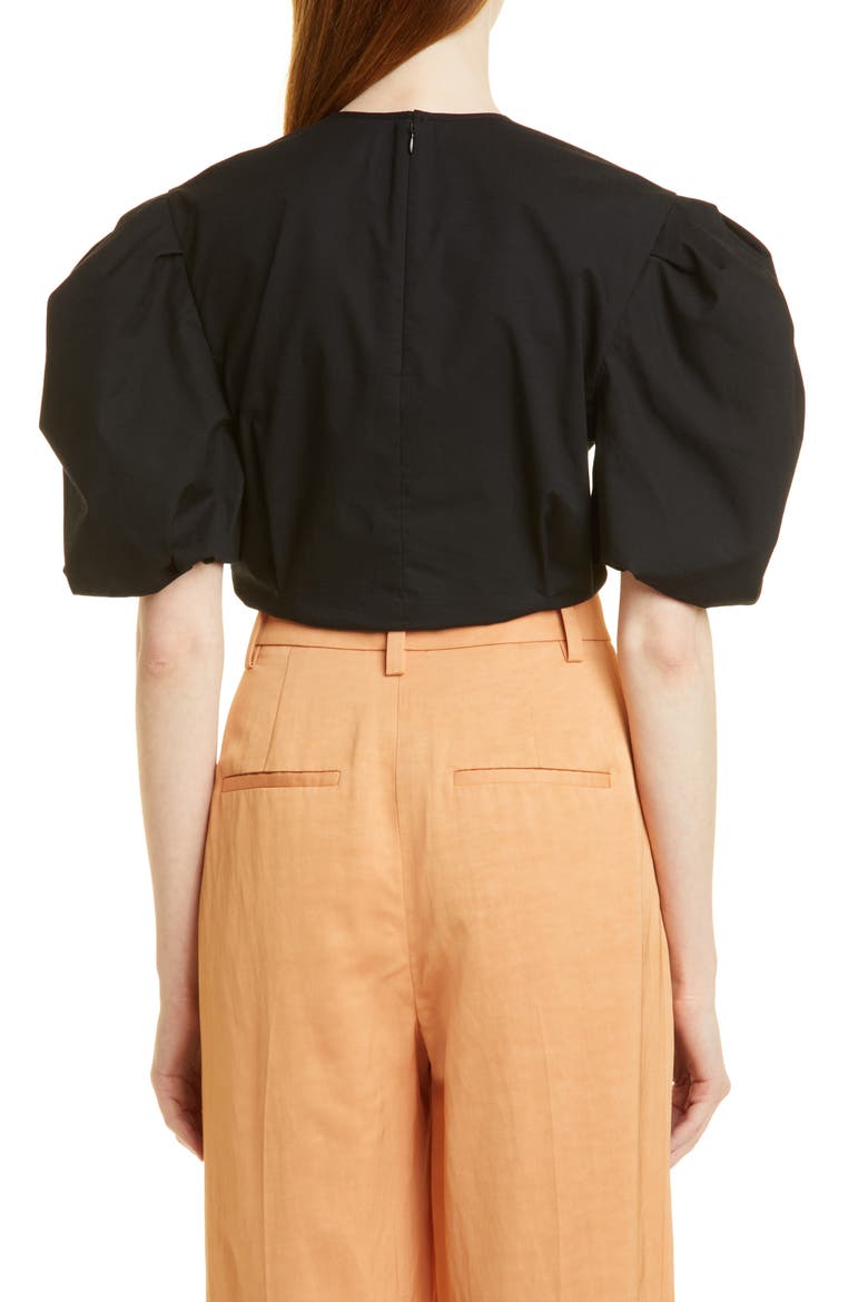 Twist Front Organic Cotton Blend Blouse, Alternate, color, BLACK