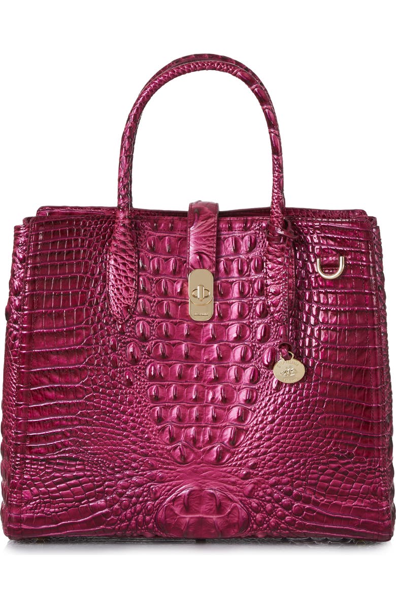 Brahmin Nakita Croc Embossed Leather Satchel, Main, color,