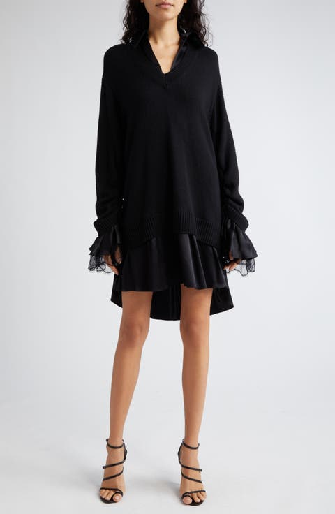 Atlas Santina Mixed Media Long Sleeve Sweater Dress