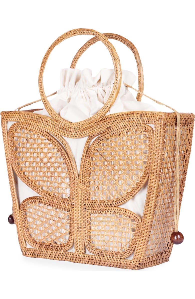 Jelavu Ata Butterfly Handwoven Rattan Tote, Alternate, color, Natural/ Ivory