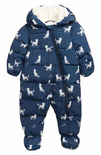 FIRSTS by Petit Lem Wolf Pup Hooded Water Repellent Puffer Snowsuit