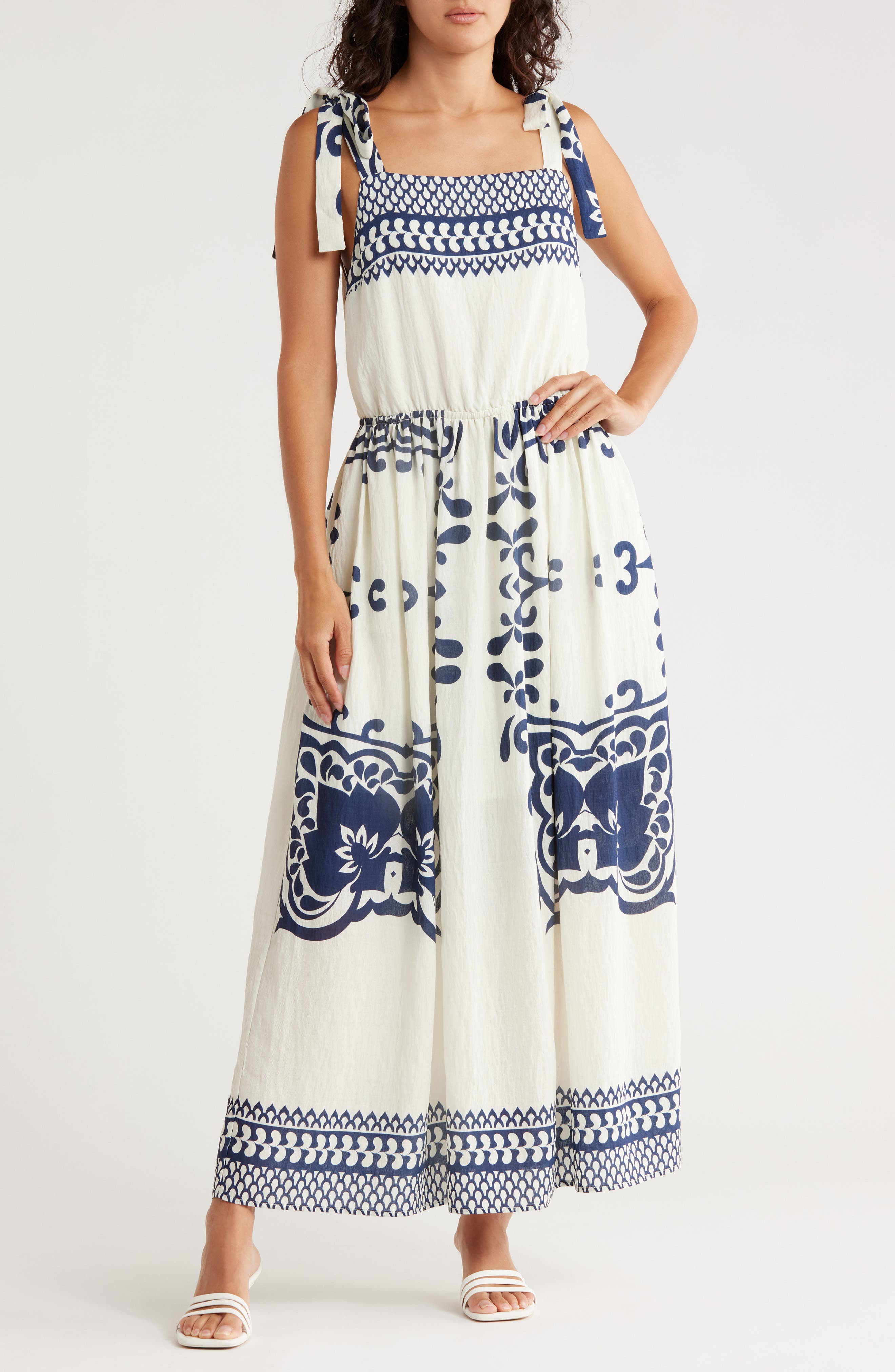 AREA STARS Liliah Tie Strap Midi Sundress