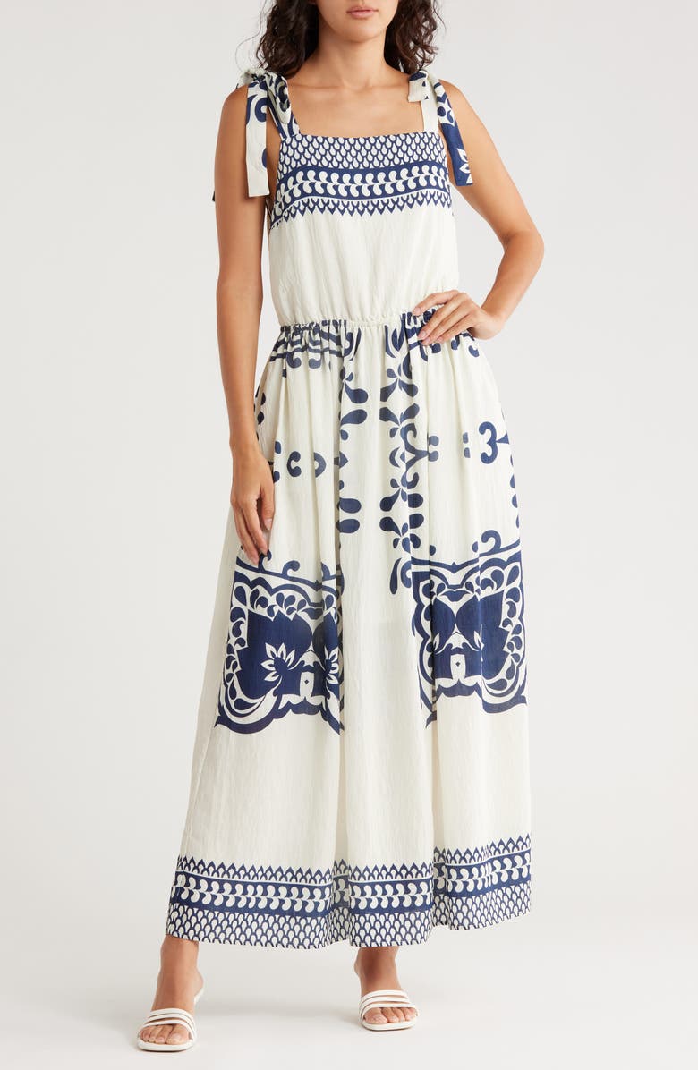 AREA STARS Liliah Tie Strap Midi Sundress, Main, color, White