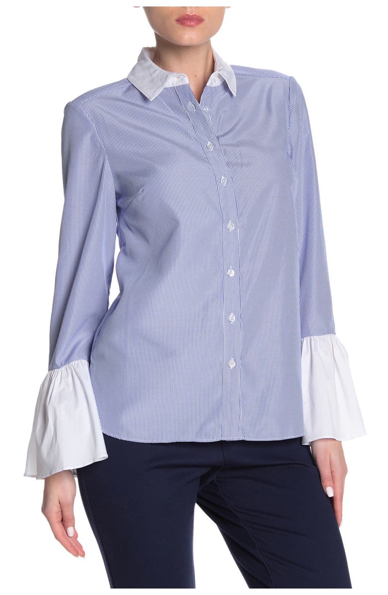 ECI Flounced Sleeve Button Up Shirt, Main, color, 