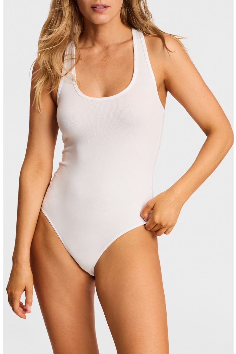 Better Than Basic Rib Racerback Tank Bodysuit, Main, color, WHT-WHITE