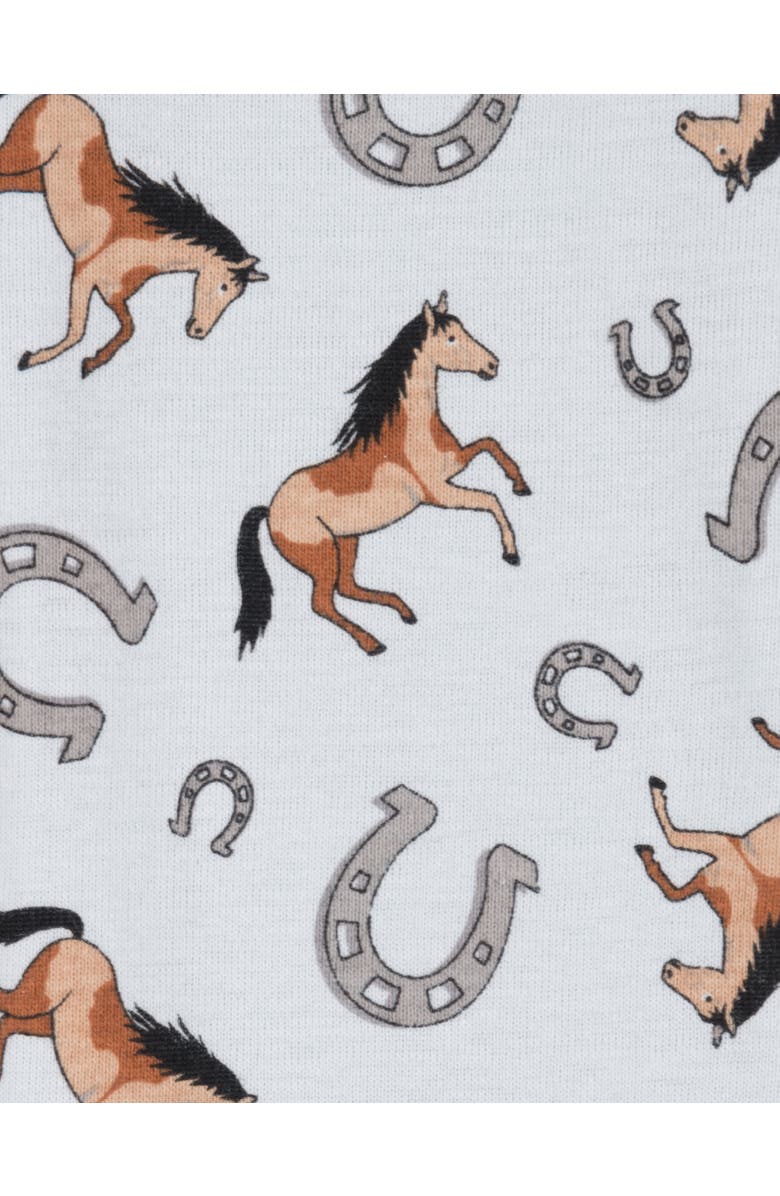 Leveret Kids Short Sleeve Cotton Striped Matching Family Pajamas, Alternate, color, Horse