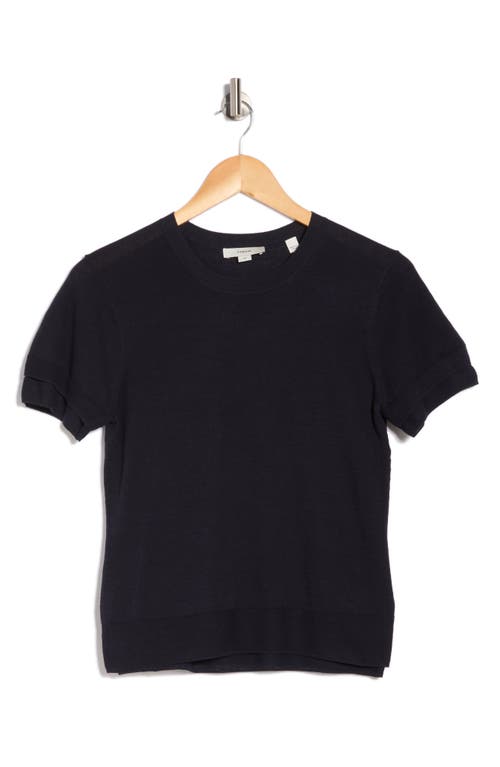 Vince Double Layer Short Sleeve Sweater In Black