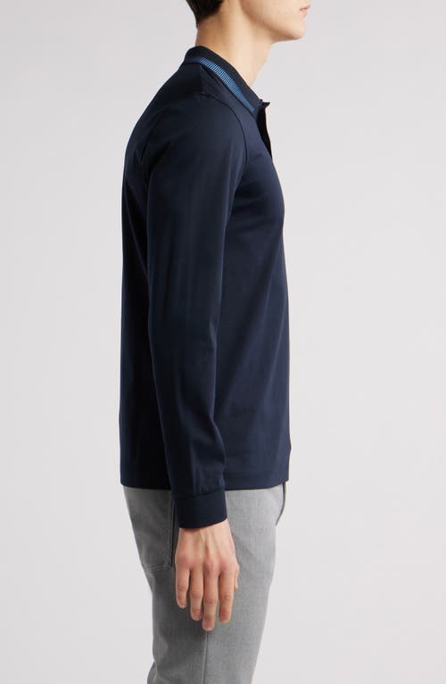 Hugo Boss Polo Sweater In Virgin Wool With Embroidered Logo In Dark Blue
