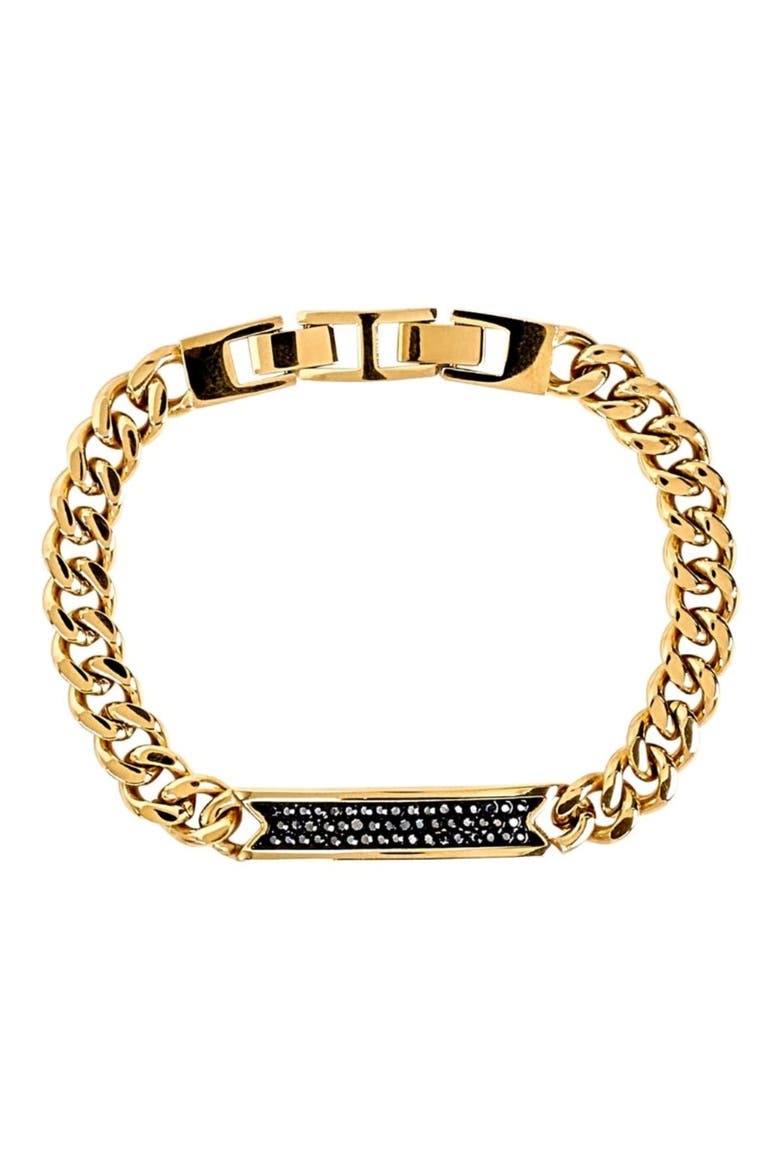 Men's Pavé Crystal Bar Necklace & Bracelet Set, Alternate, color, BLACK/ GOLD