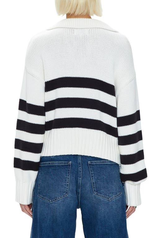 Pistola Arlo Stripe Cotton Polo Sweater In Midnight Cream Stripe