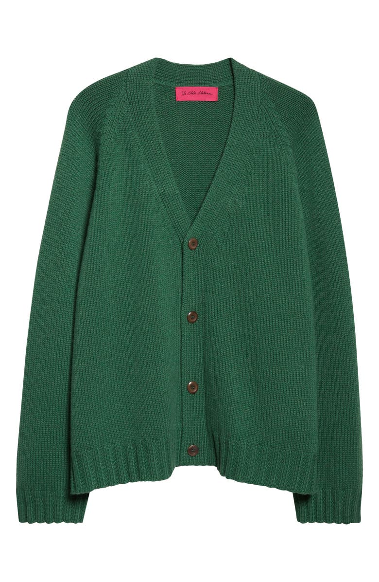 The Elder Statesman Oak Cashmere V-Neck Cardigan, Alternate, color, Fern