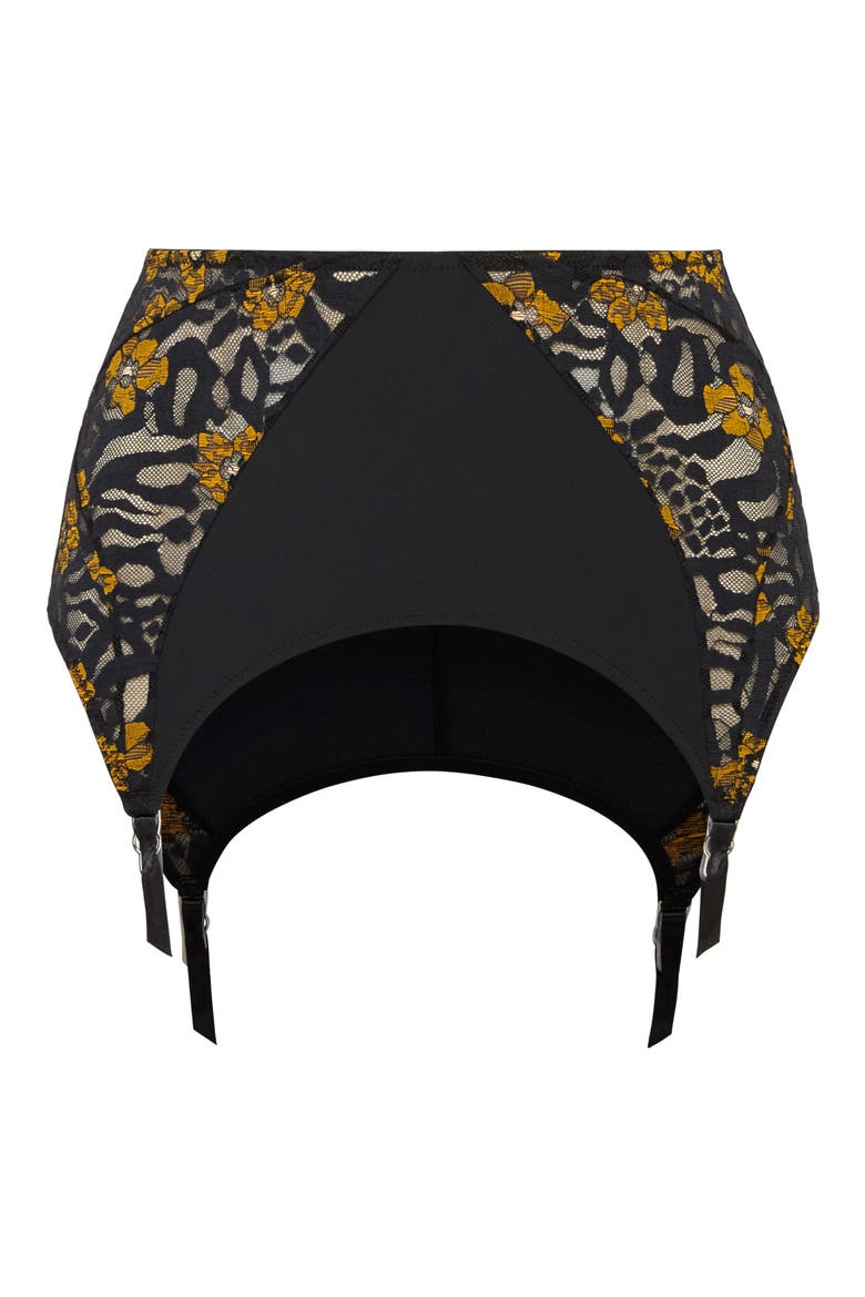 Feline Floral Garter Skirt, Alternate, color, BLACK CAVIAR