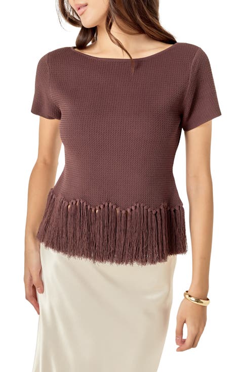 Fringe Hem Knit Top