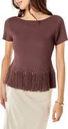 English Factory Fringe Hem Knit Top