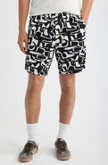 Wax London Kurt Squiggle Geo Cotton & Linen Shorts