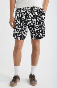 Wax London Kurt Squiggle Geo Cotton & Linen Shorts