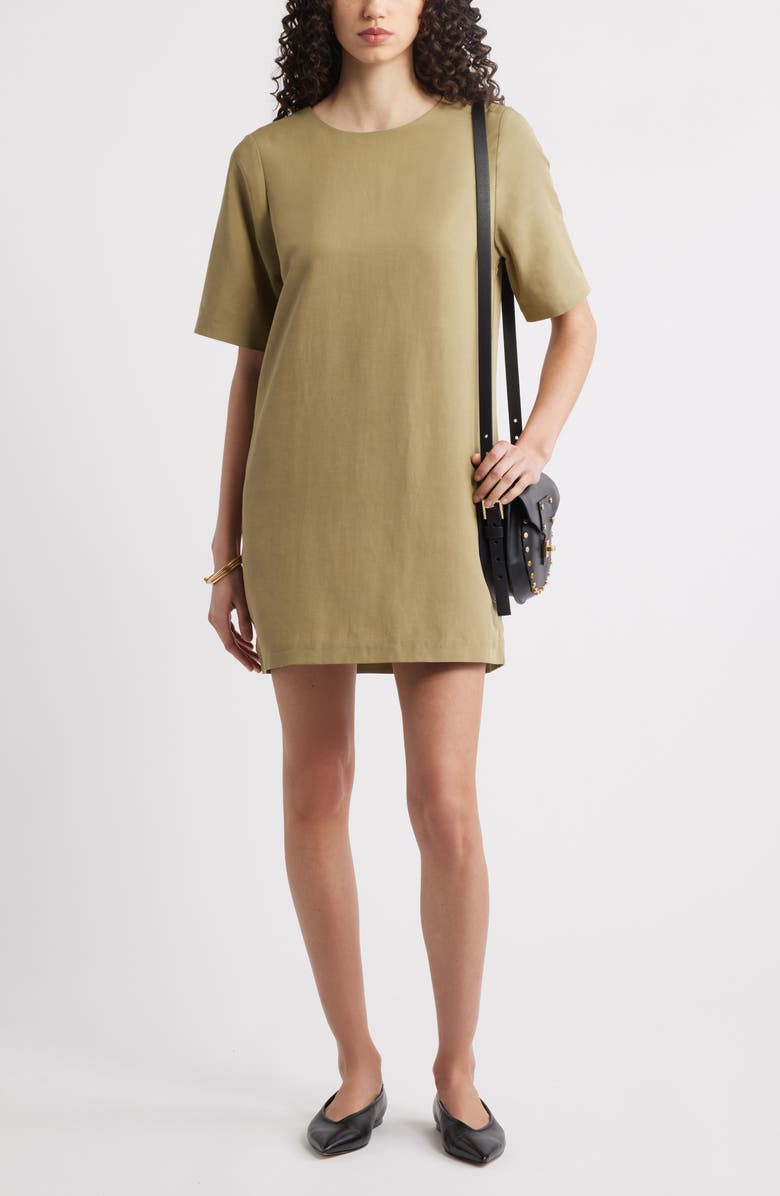 Nordstrom Short Sleeve Shift Dress, Alternate, color, Olive Covert