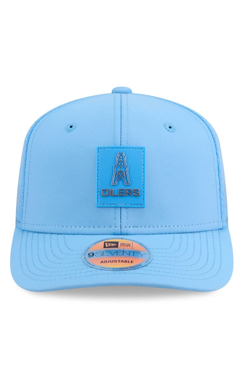 New Era Men's New Era Light Blue Houston Oilers 2025 Sideline Gridiron Classics 9SEVENTY Trucker Adjustable Hat, Alternate, color, Light Blue