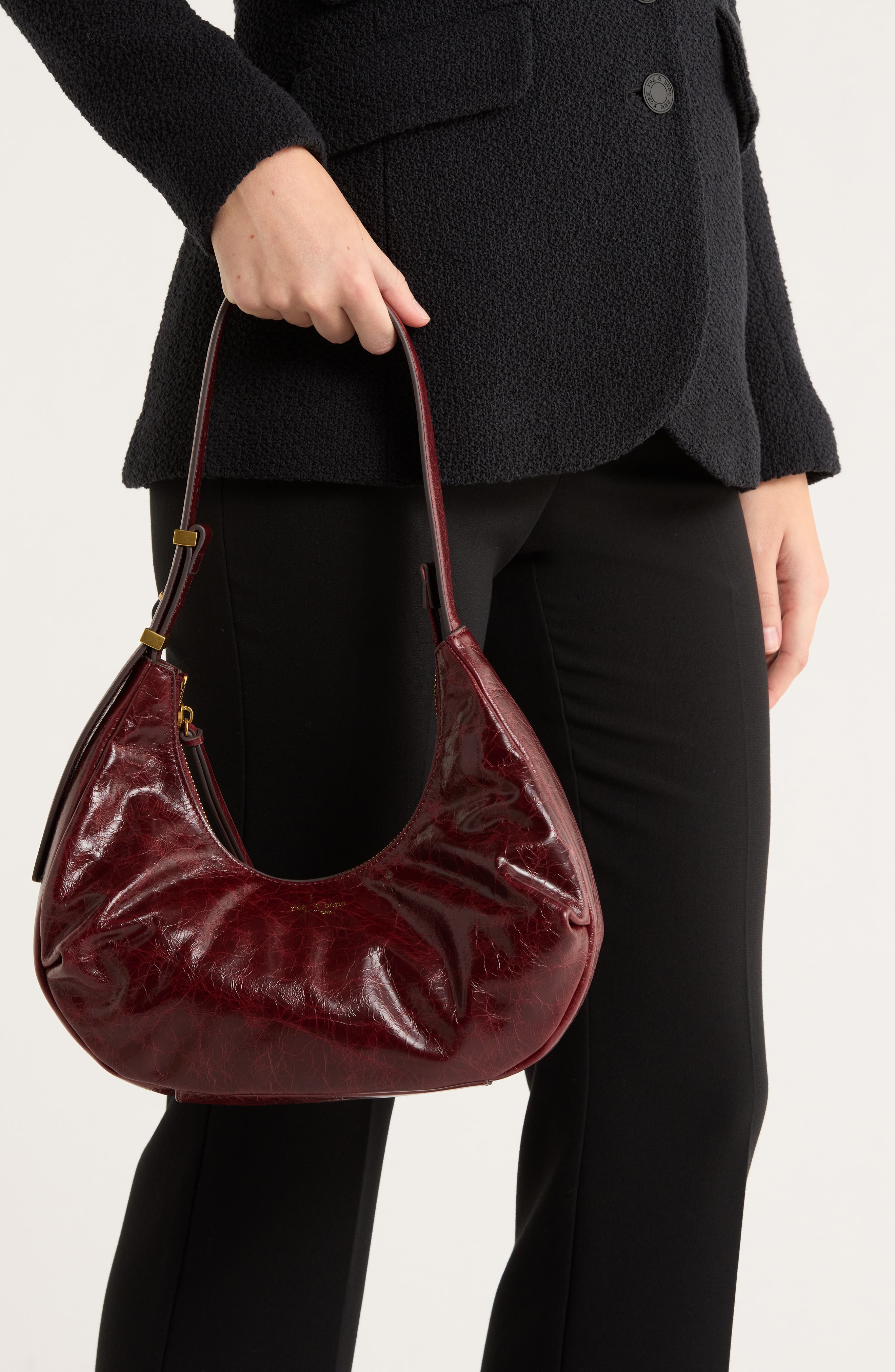 Hudson Leather Hobo Bag, Alternate, color, WINE