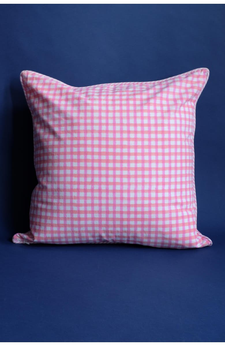 Inner Child Dahlia Gingham Blockprint Pillow - Cover + Insert, Alternate, color, Gingham