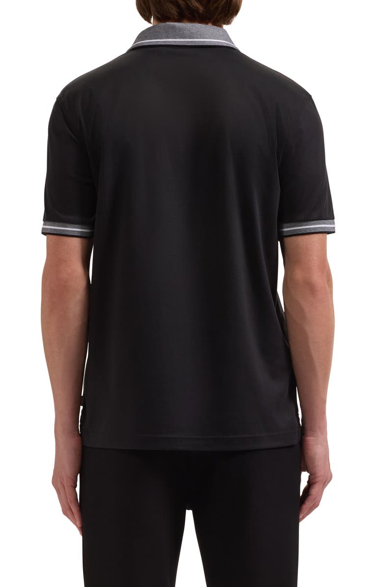 Bugatchi Pima Cotton Johnny Collar Polo, Alternate, color, Black