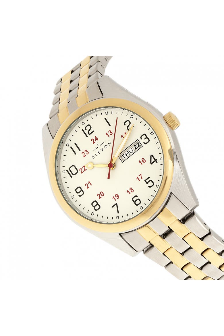 Gann Bracelet Watch w/Day/Date, Alternate, color, Gold/Silver