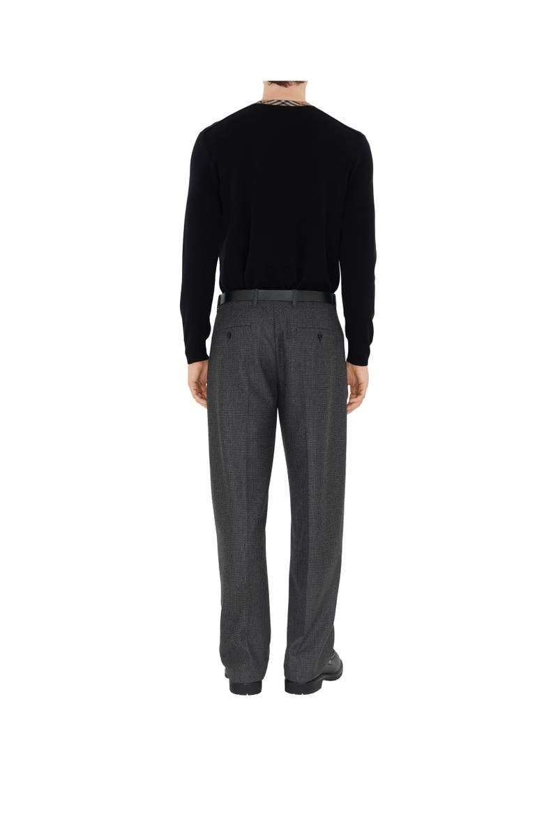 Check Trim Wool Sweater, Alternate, color, Navy
