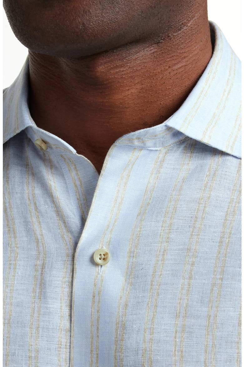 Stripe Slub Linen Button-Up Shirt, Alternate, color, SKY/ DUNE