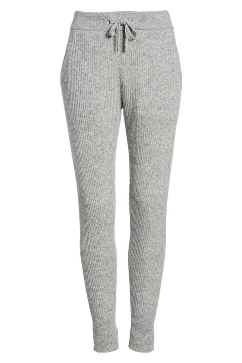 Ribbed Cashmere Leggings, Alternate, color, HEATHER GREY