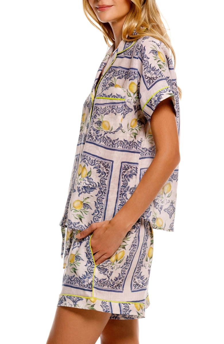 The Lazy Poet Nina Linen Short Pajamas, Alternate, color, White