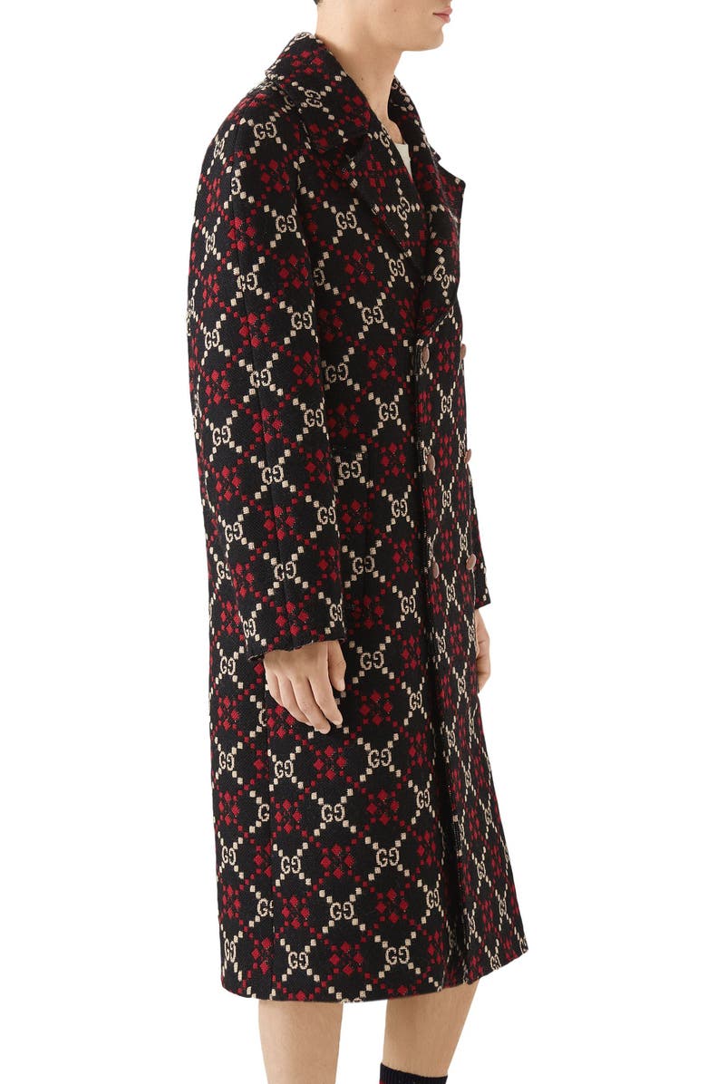 Gucci GG Wool Jacquard Knit Coat, Alternate, color, 