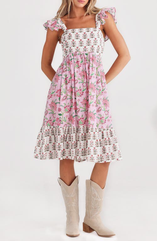 Talisman The Label Zoe Ruffle Hem Dress In Strawberry Fields