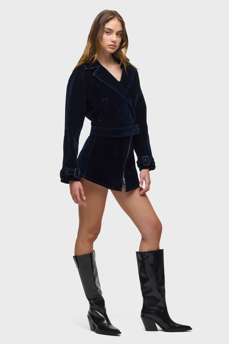 Raglan Moto Jacket, Alternate, color, Indigo Flocking