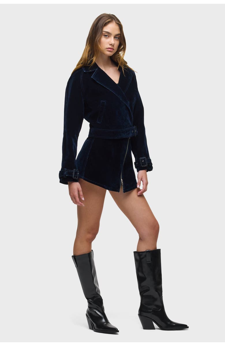 Hudson Jeans Raglan Moto Jacket, Alternate, color, Indigo Flocking